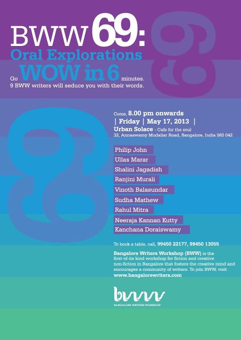 Meet Bangalore Writers workshop at Urban Solace!